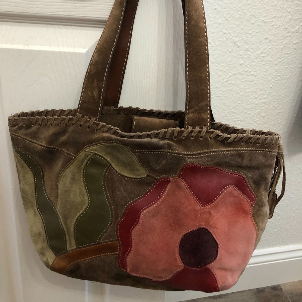 COACH, rare, Poppy For Peace, suede tote #9258